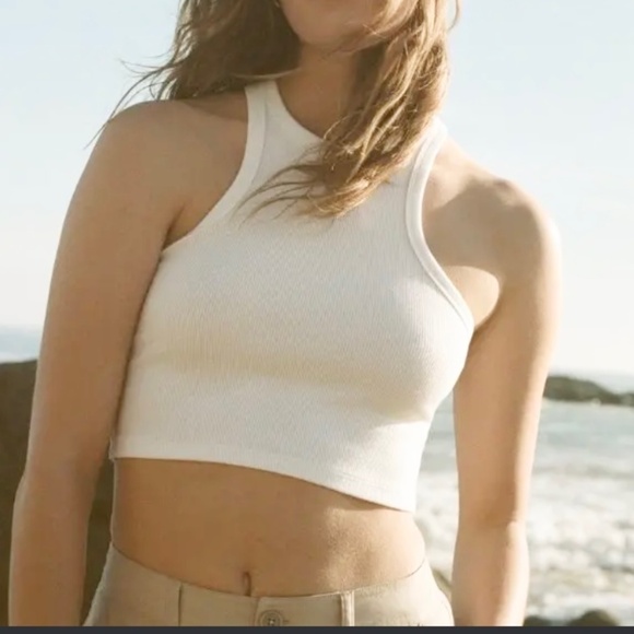 Abercrombie & Fitch Soft A & F Rib Cropped Top M White - Picture 1 of 5
